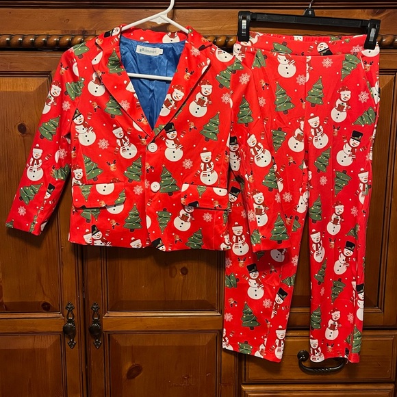 🎄Boys Xmas Suit  2 Piece Funny w/jacket & pull on pants approx Sz 5-6 EUC - Picture 15 of 15
